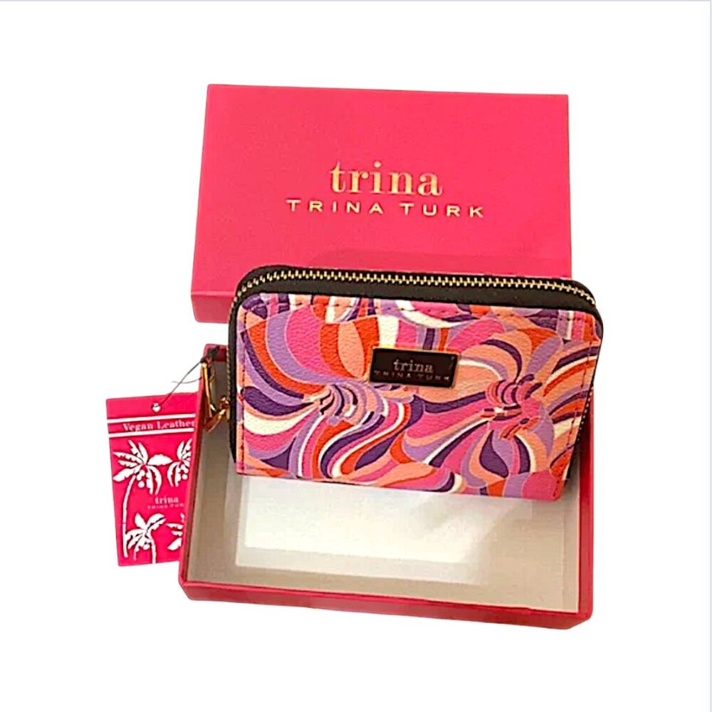 Trina Turk Long Zip Wallet Hot Pink Floral New in Box